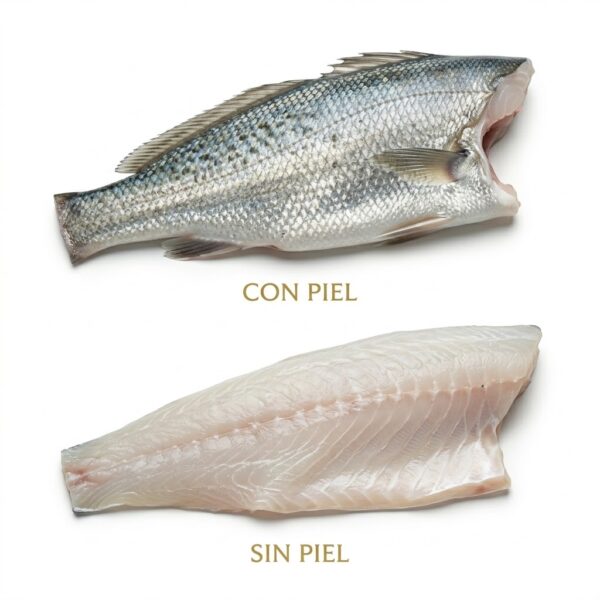 Corvina con piel y sin piel