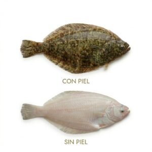 Lenguado con piel y sin piel