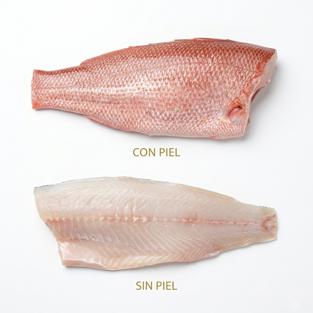 Pargo con piel y sin piel
