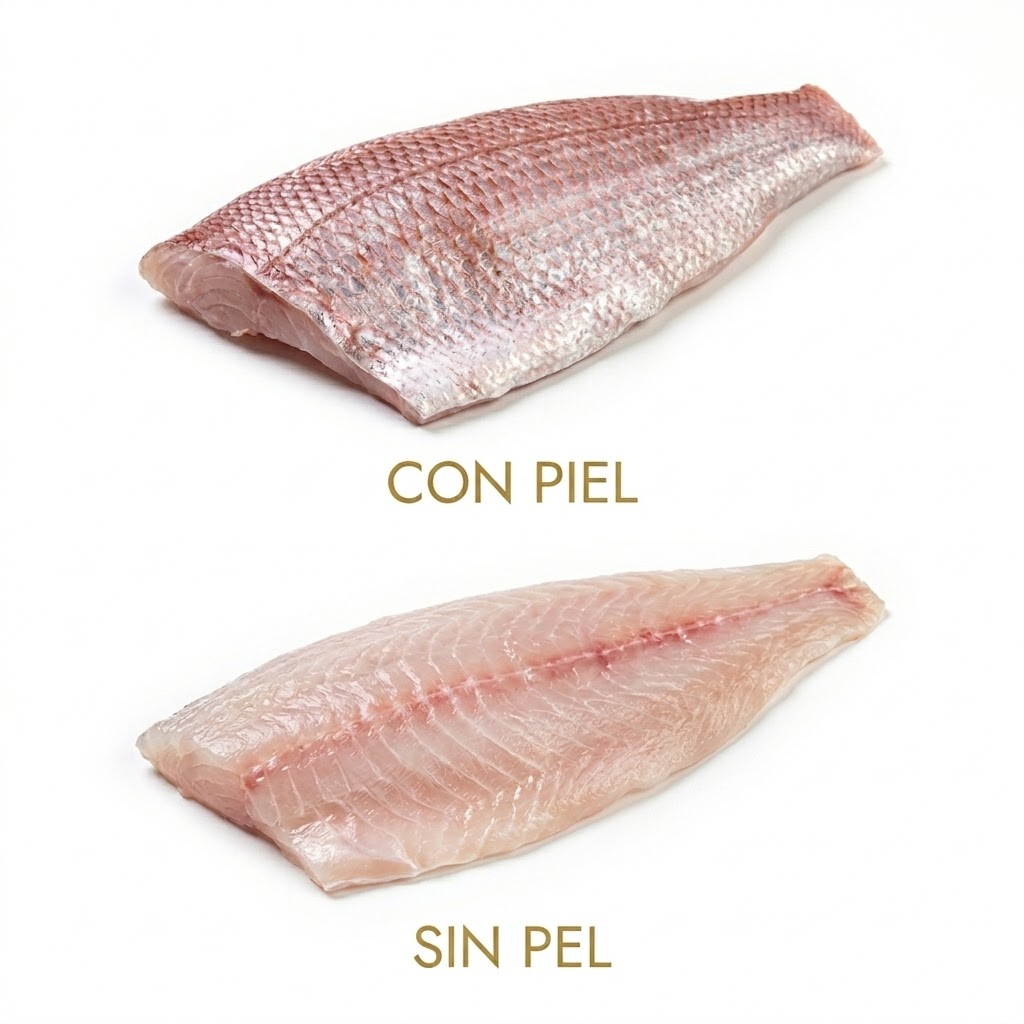 Breca con piel y sin piel
