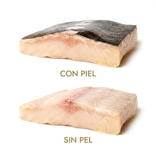 Esturión con piel y sin piel