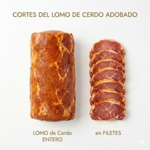 Lomo de cerdo adobado cortes