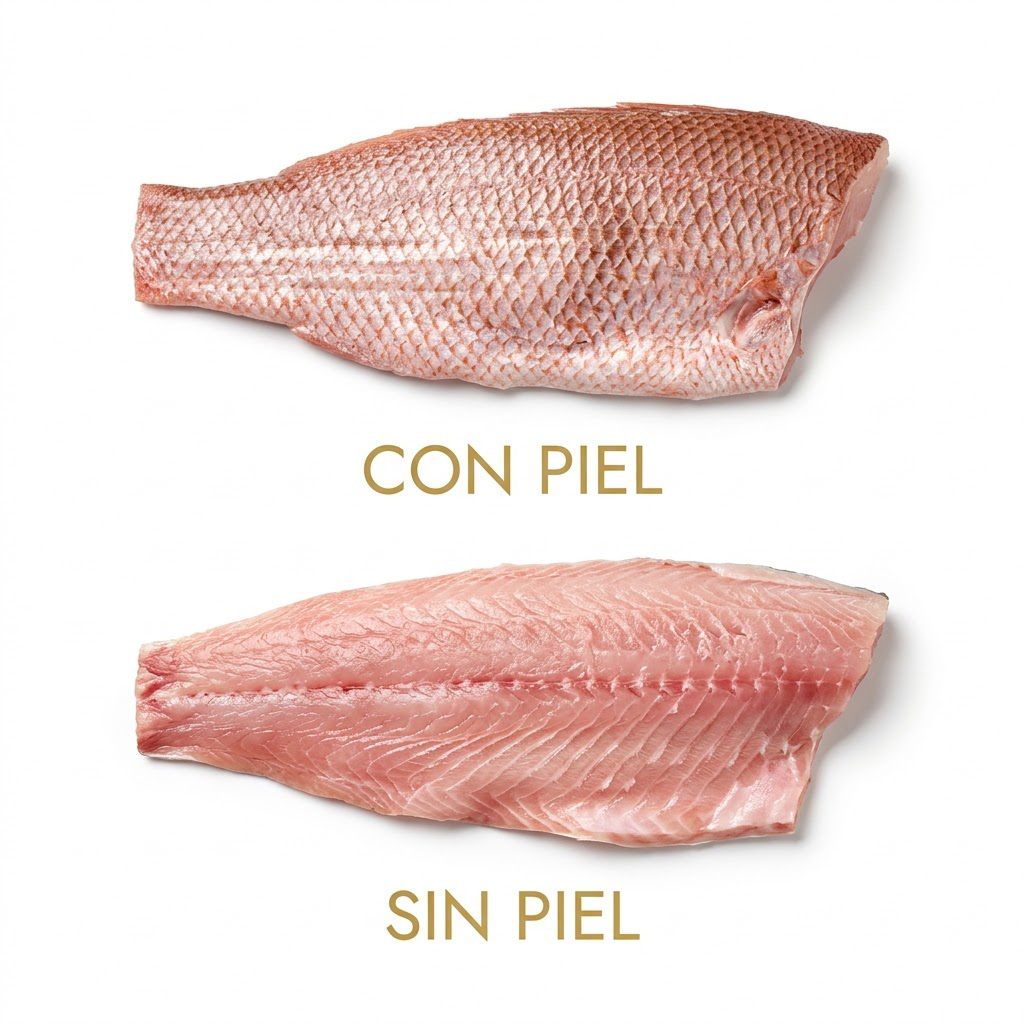 Pargo con piel y sin piel