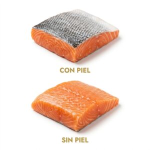 Salmón con piel y sin piel