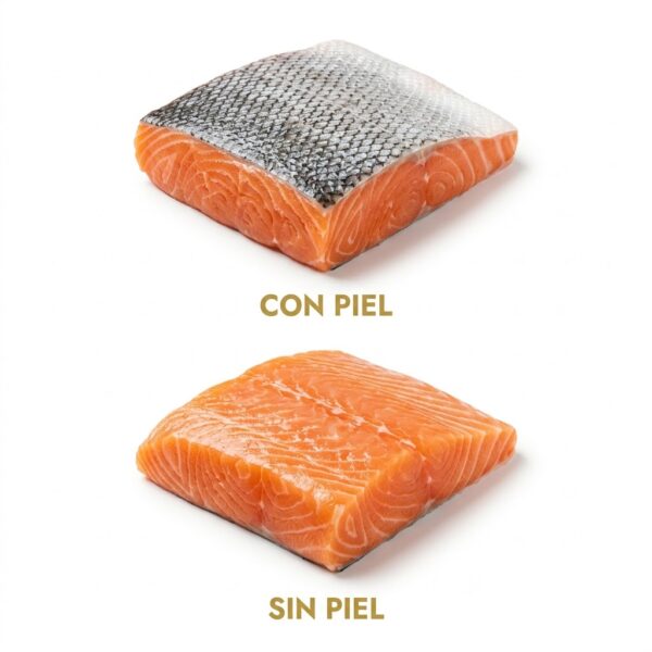 Salmón con piel y sin piel