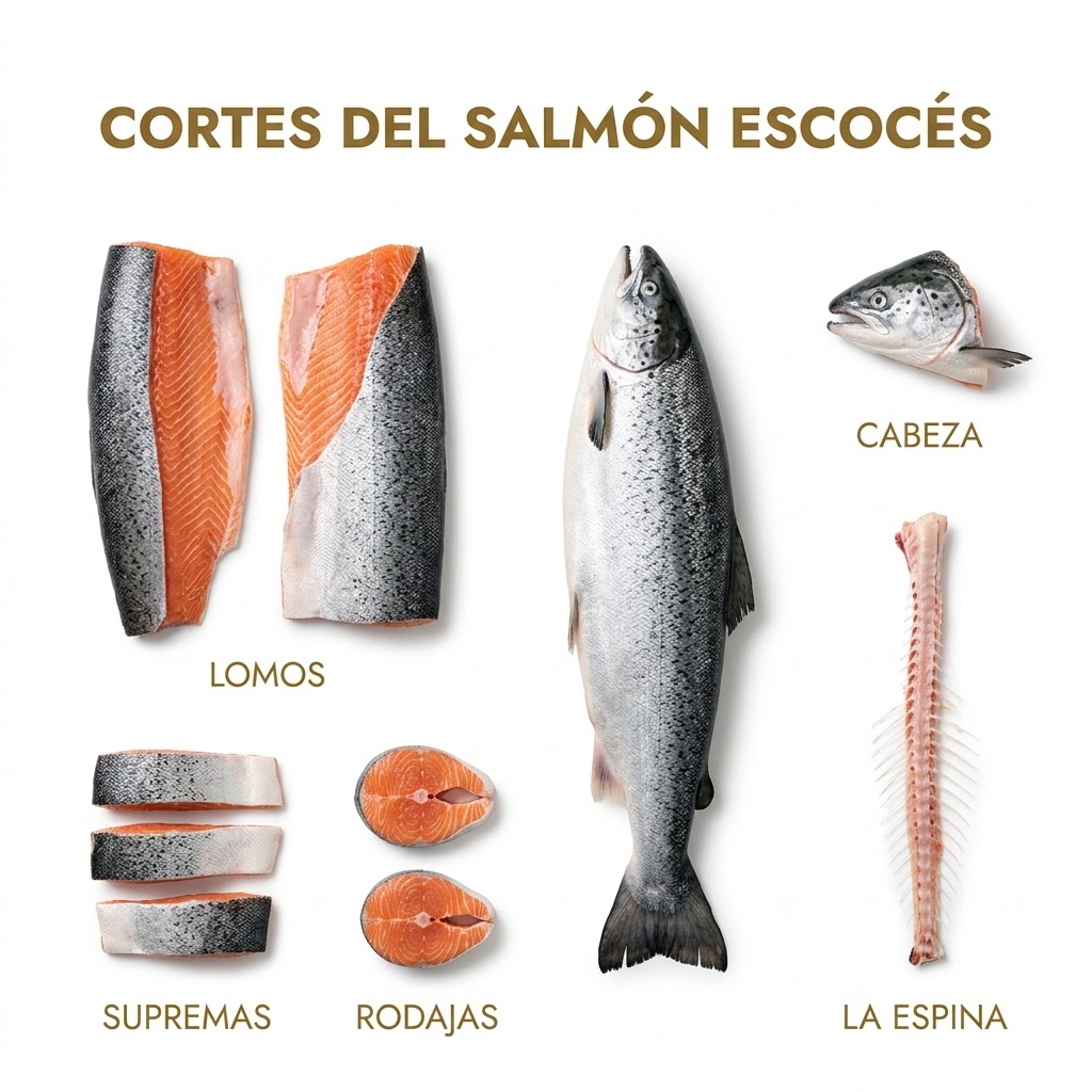 Cortes del salmón